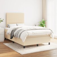 vidaXL Boxspringbett mit Matratze Creme 120x190 cm Stoff