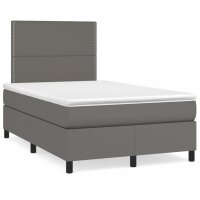 vidaXL Boxspringbett mit Matratze Grau 120x190 cm Kunstleder