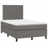 vidaXL Boxspringbett mit Matratze Grau 120x190 cm Kunstleder