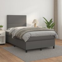 vidaXL Boxspringbett mit Matratze Grau 120x190 cm Kunstleder