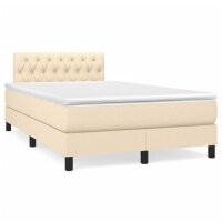 vidaXL Boxspringbett mit Matratze &amp; LED Creme 120x190 cm Stoff