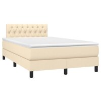 vidaXL Boxspringbett mit Matratze &amp; LED Creme 120x190 cm Stoff