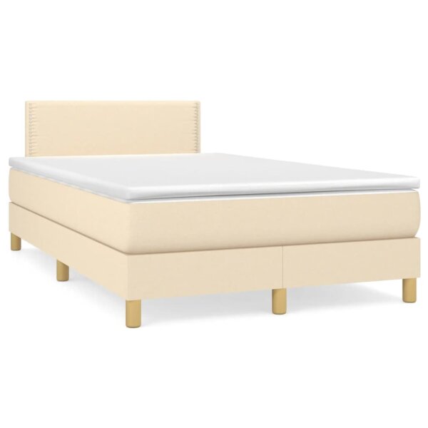 vidaXL Boxspringbett mit Matratze &amp; LED Creme 120x190 cm Stoff