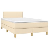 vidaXL Boxspringbett mit Matratze &amp; LED Creme 120x190 cm Stoff