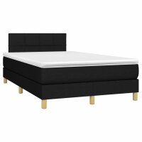 vidaXL Boxspringbett mit Matratze &amp; LED Schwarz 120x190 cm Stoff