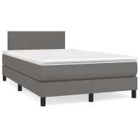 vidaXL Boxspringbett mit Matratze Grau 120x190 cm Kunstleder