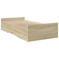 vidaXL Bettgestell mit Schubladen Sonoma-Eiche 90x190 cm Holzwerkstoff