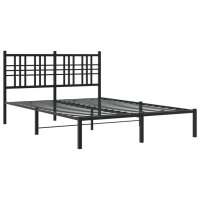 vidaXL Bettgestell mit Kopfteil Metall Schwarz 140x190 cm