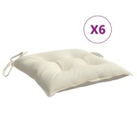 vidaXL Stuhlkissen 6 Stk. Cremewei&szlig; 40x40x7 cm Oxford-Gewebe