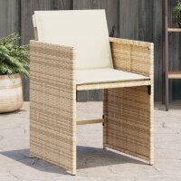 vidaXL Gartenst&uuml;hle mit Kissen 4 Stk. Beige Poly Rattan