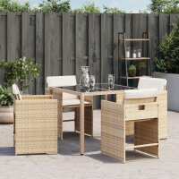 vidaXL Gartenst&uuml;hle mit Kissen 4 Stk. Beige Poly Rattan