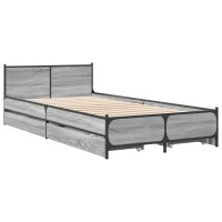 vidaXL Bettgestell mit Schubladen Grau Sonoma 75x190 cm Holzwerkstoff