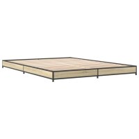 vidaXL Bettgestell Sonoma-Eiche 150x200 cm Holzwerkstoff und Metall