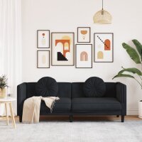 vidaXL Sofa mit Kissen 3-Sitzer Schwarz Samt