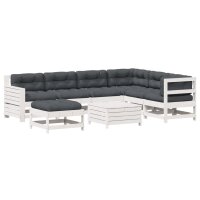 vidaXL 8-tlg. Garten-Lounge-Set mit Kissen Wei&szlig; Massivholz Kiefer