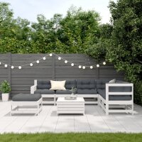 vidaXL 8-tlg. Garten-Lounge-Set mit Kissen Wei&szlig; Massivholz Kiefer