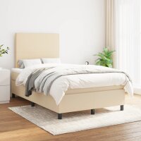 vidaXL Boxspringbett mit Matratze Creme 120x190 cm Stoff