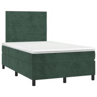 vidaXL Boxspringbett mit Matratze Dunkelgr&uuml;n 120x190 cm Samt