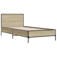 vidaXL Bettgestell Sonoma-Eiche 90x190 cm Holzwerkstoff und Metall