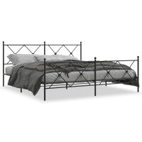 vidaXL Bettgestell mit Kopf- und Fu&szlig;teil Metall Schwarz 183x213 cm