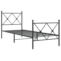 vidaXL Bettgestell mit Kopf- und Fu&szlig;teil Metall Schwarz 75x190 cm