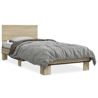 vidaXL Bettgestell Sonoma-Eiche 75x190 cm Holzwerkstoff und Metall