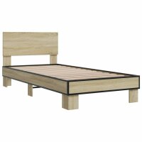 vidaXL Bettgestell Sonoma-Eiche 90x190 cm Holzwerkstoff und Metall