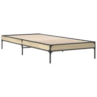 vidaXL Bettgestell Sonoma-Eiche 90x200 cm Holzwerkstoff und Metall