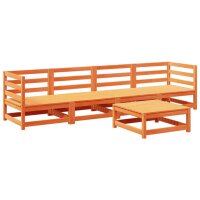 vidaXL 5-tlg. Garten-Sofagarnitur Wachsbraun Massivholz Kiefer