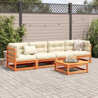 vidaXL 5-tlg. Garten-Sofagarnitur Wachsbraun Massivholz Kiefer