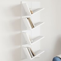 vidaXL Wand-B&uuml;cherregal mit 4 F&auml;chern Wei&szlig; 33x16x90 cm