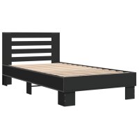 vidaXL Bettgestell Schwarz 90x190 cm Holzwerkstoff und Metall