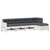 vidaXL 5-tlg. Garten-Lounge-Set mit Kissen Weiß...