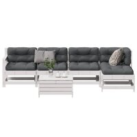 vidaXL 6-tlg. Garten-Lounge-Set mit Kissen Weiß...