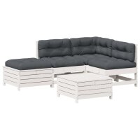 vidaXL 5-tlg. Garten-Lounge-Set mit Kissen Weiß...