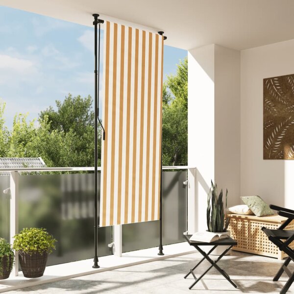 vidaXL Au&szlig;enrollo Orange und Wei&szlig; 100x270 cm Stoff und Stahl