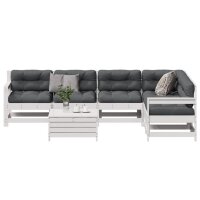 vidaXL 7-tlg. Garten-Lounge-Set mit Kissen Weiß...