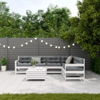 vidaXL 7-tlg. Garten-Lounge-Set mit Kissen Wei&szlig; Massivholz Kiefer