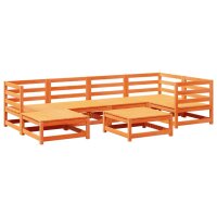 vidaXL 7-tlg. Garten-Sofagarnitur Wachsbraun Massivholz Kiefer