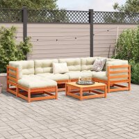 vidaXL 7-tlg. Garten-Sofagarnitur Wachsbraun Massivholz Kiefer