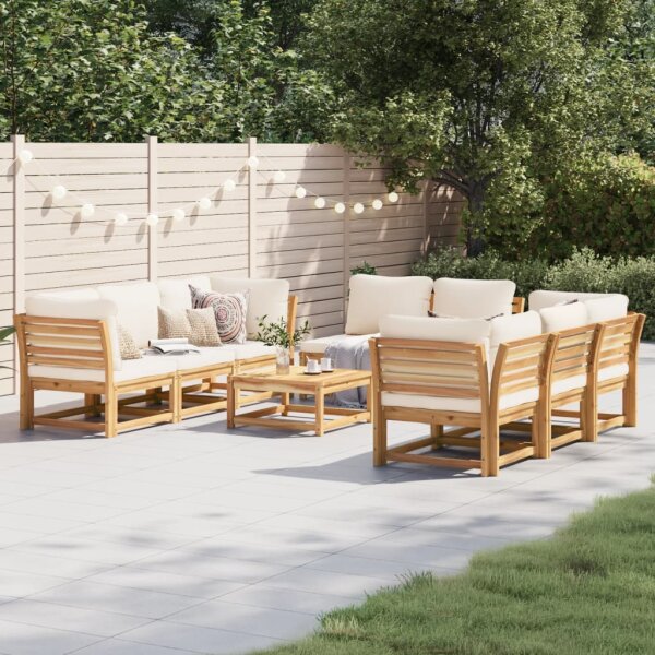 vidaXL 9-tlg. Garten-Lounge-Set mit Kissen Massivholz Akazie