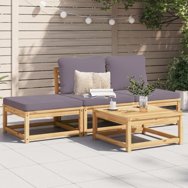 vidaXL 4-tlg. Garten-Lounge-Set mit Kissen Massivholz Akazie