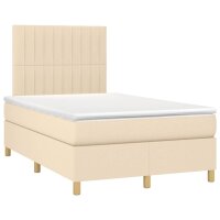 vidaXL Boxspringbett mit Matratze Creme 120x190 cm Stoff