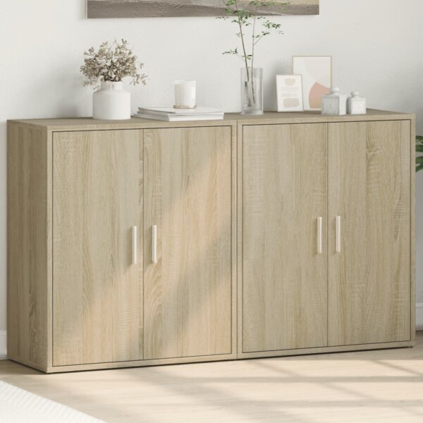 vidaXL Sideboards 2 Stk. Sonoma-Eiche 60x31x70 cm Holzwerkstoff