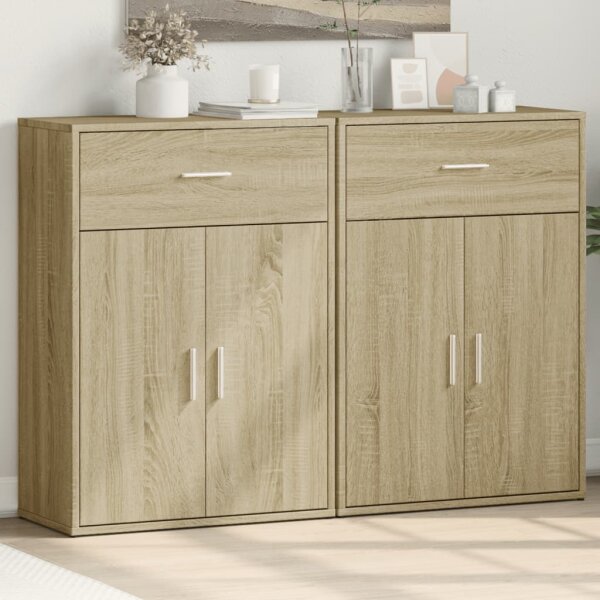 vidaXL Sideboards 2 Stk. Sonoma-Eiche 60x30x84 cm Holzwerkstoff