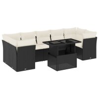 vidaXL 8-tlg. Garten-Sofagarnitur mit Kissen Schwarz Poly Rattan