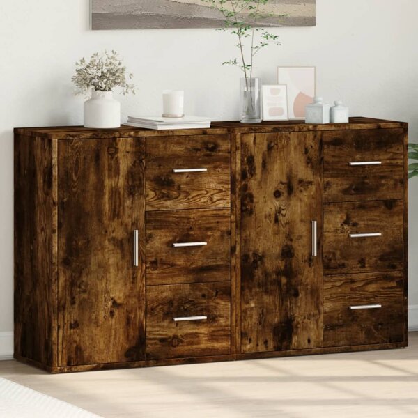 vidaXL Sideboards 2 Stk. R&auml;uchereiche 60x31x70 cm Holzwerkstoff