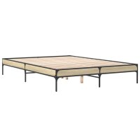 vidaXL Bettgestell Sonoma-Eiche 160x200 cm Holzwerkstoff und Metall