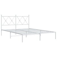 vidaXL Bettgestell mit Kopfteil Metall Wei&szlig; 135x190 cm