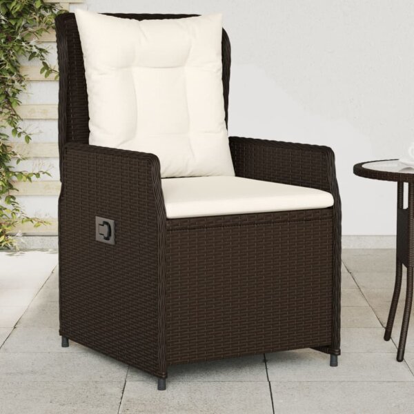 vidaXL Gartensessel 2 Stk. Verstellbar Braun Poly Rattan